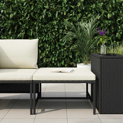 Modular-Fußhocker mit Kissen Schwarz Poly Rattan