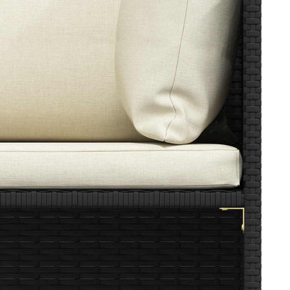 2-Sitzer-Gartensofa mit Kissen Schwarz Poly Rattan