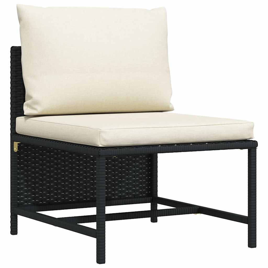 3-Sitzer-Gartensofa mit Auflagen Schwarz Poly Rattan