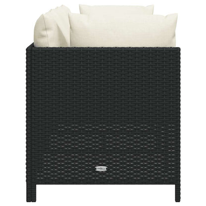 3-Sitzer-Gartensofa mit Auflagen Schwarz Poly Rattan