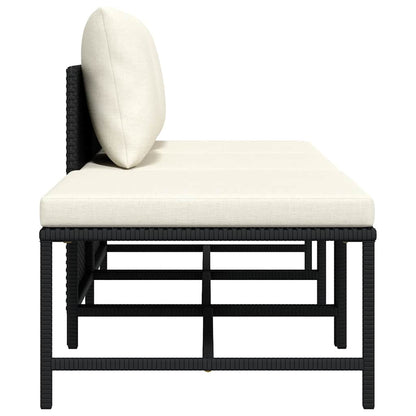 3-tlg. Garten-Sofagarnitur mit Auflagen Schwarz Poly Rattan