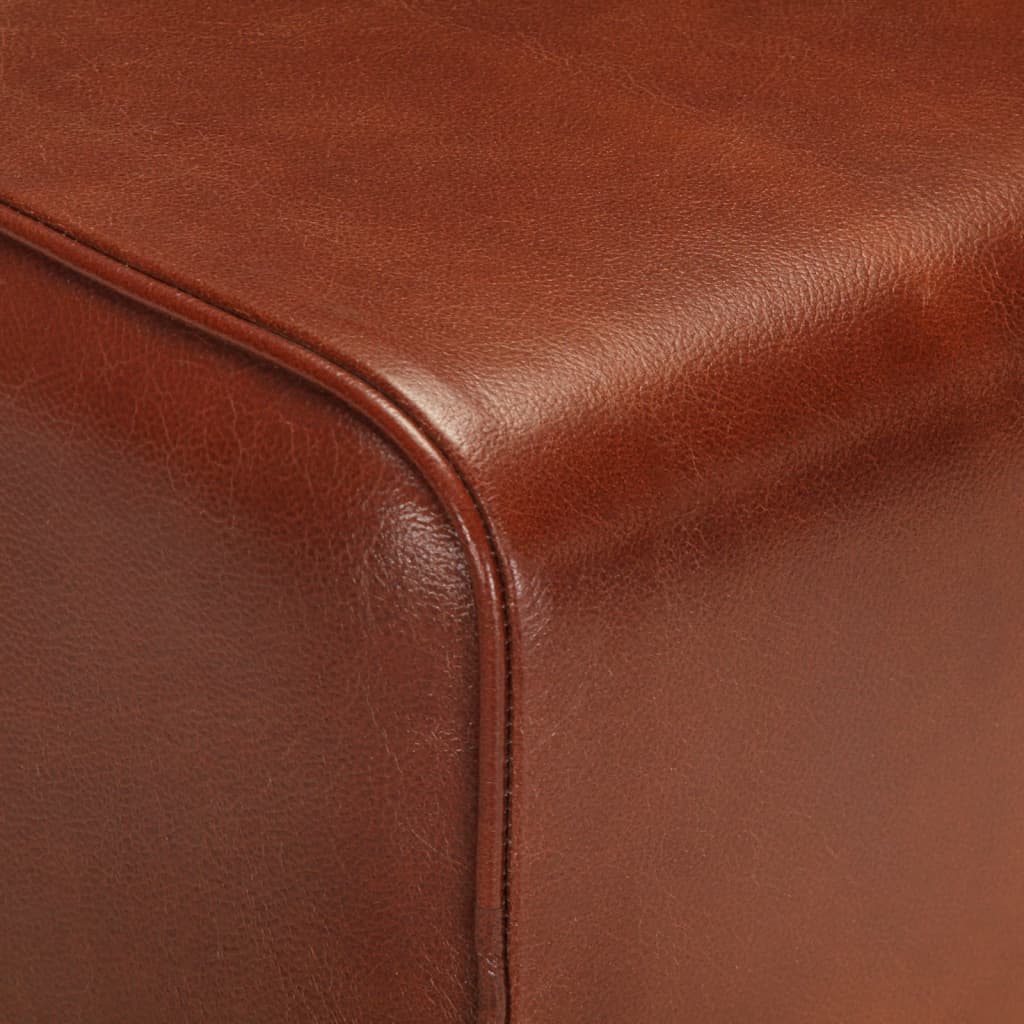 Sitzbank Turnbock-Design 58cm Braun Echtleder Mango Massivholz