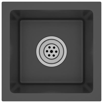 Handgemachte Einbauspüle Schwarz Edelstahl