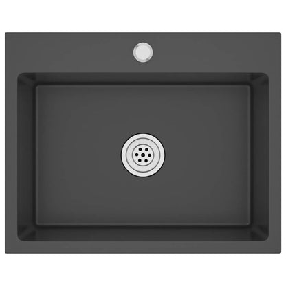 Handgemachte Einbauspüle Schwarz Edelstahl