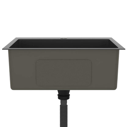 Handgemachte Einbauspüle Schwarz Edelstahl