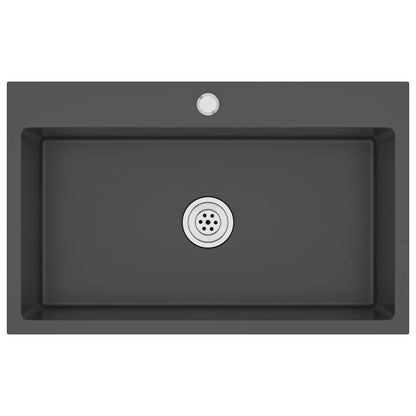 Handgemachte Einbauspüle Schwarz Edelstahl