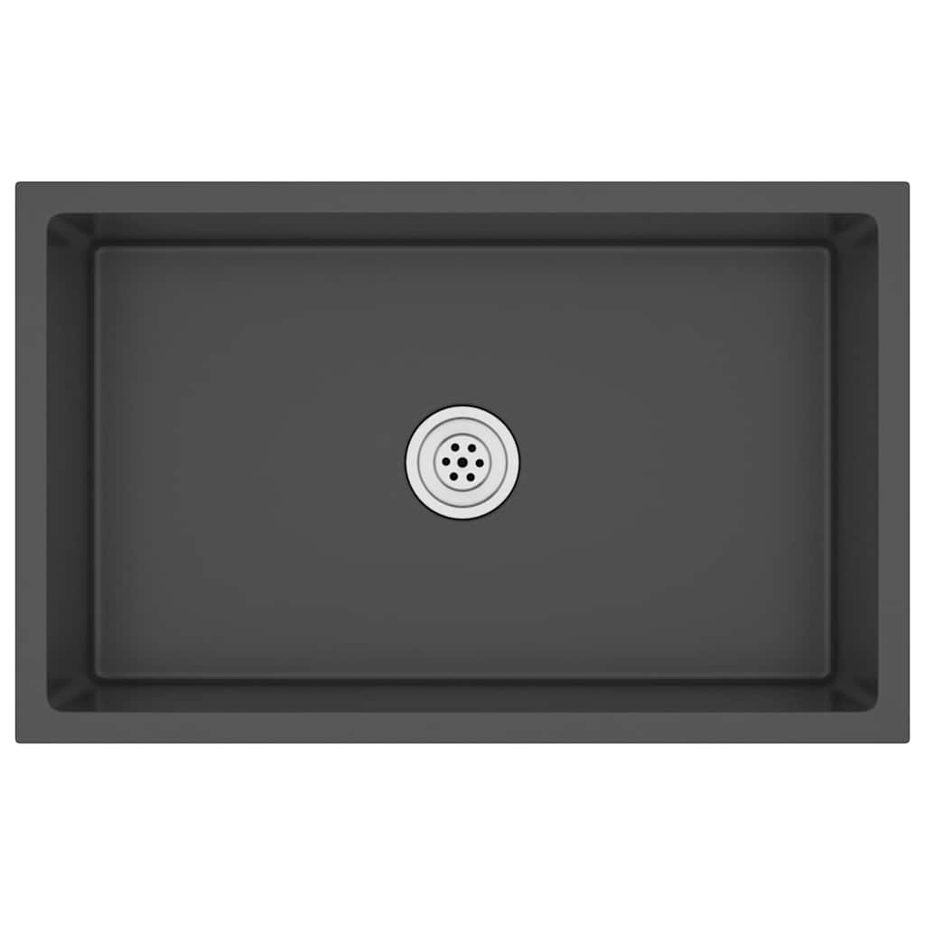 Handgemachte Einbauspüle Schwarz Edelstahl