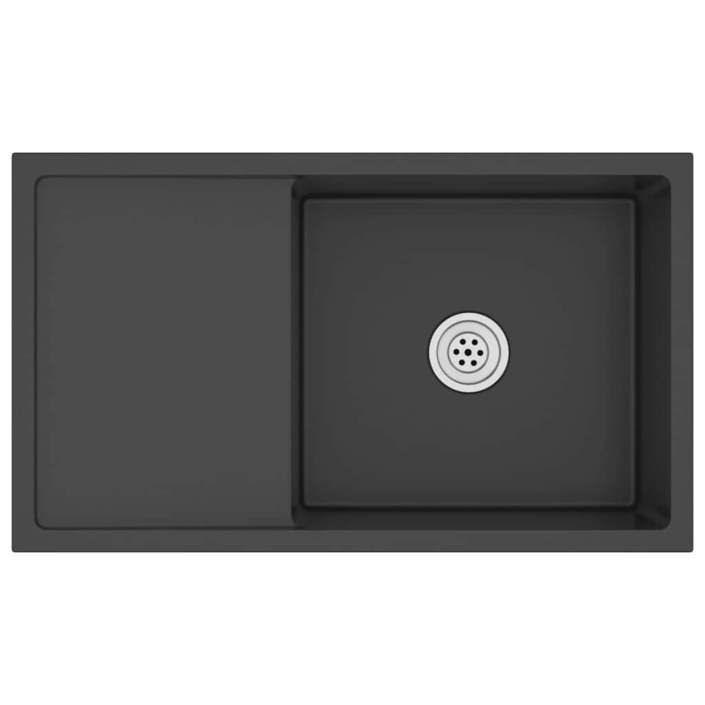 Handgemachte Einbauspüle Schwarz Edelstahl