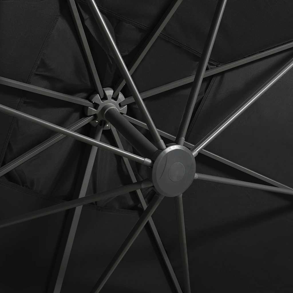 Ampelschirm mit LED-Beleuchtung 300 cm Schwarz