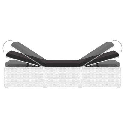 3-tlg. Garten-Sonnenliegen mit Teetisch Poly Rattan Weiß