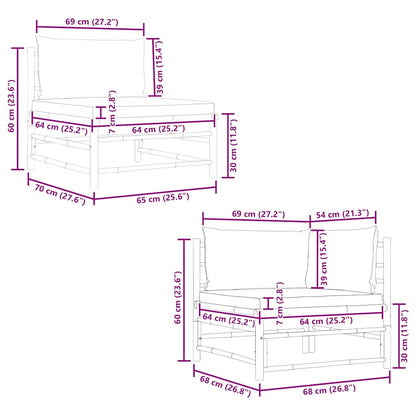 2-tlg. Garten-Lounge-Set mit Kissen Dunkelgrau Bambus
