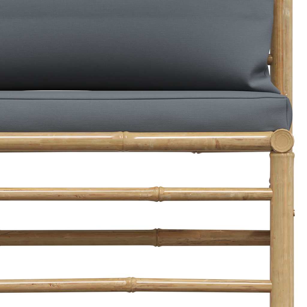2-tlg. Garten-Lounge-Set mit Kissen Dunkelgrau Bambus