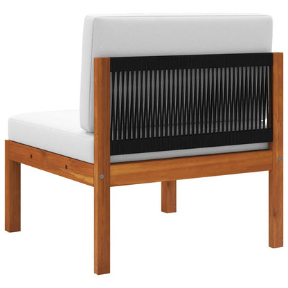 Garten-Mittelsofa mit Kissen Holz Akazie & Seil