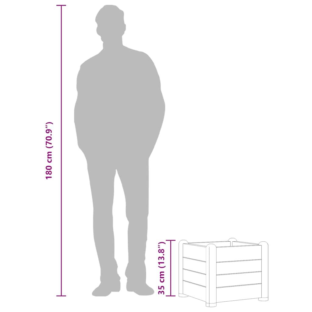 Garten-Hochbeet PP Weiß 43x43x35 cm