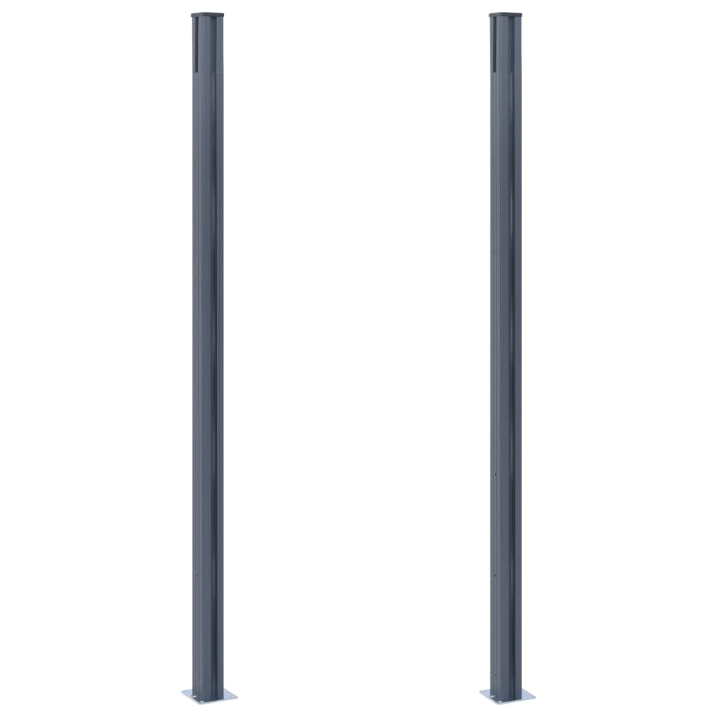 Zaunpfosten 2 Stk. Dunkelgrau 185 cm Aluminium