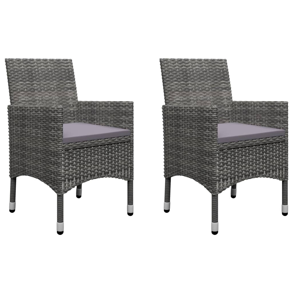 3-tlg. Bistro-Set Poly Rattan und Akazienholz Grau