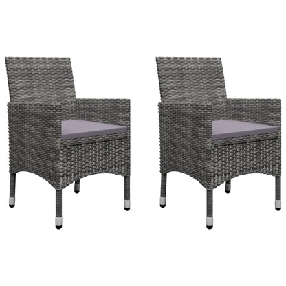 3-tlg. Bistro-Set Poly Rattan und Akazienholz Grau