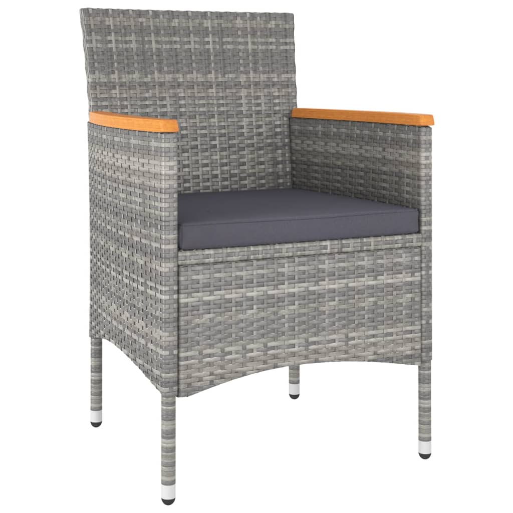 5-tlg. Garten-Bistro-Set Poly Rattan & Massivholz Akazie Grau