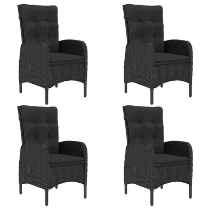 5-tlg. Garten-Essgruppe Poly Rattan und Glas Schwarz