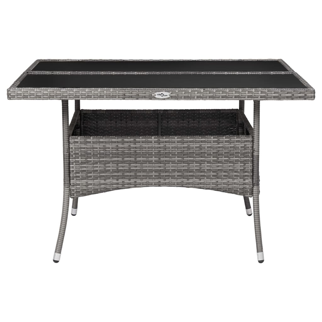 9-tlg. Garten-Essgruppe Poly Rattan und Glas Grau