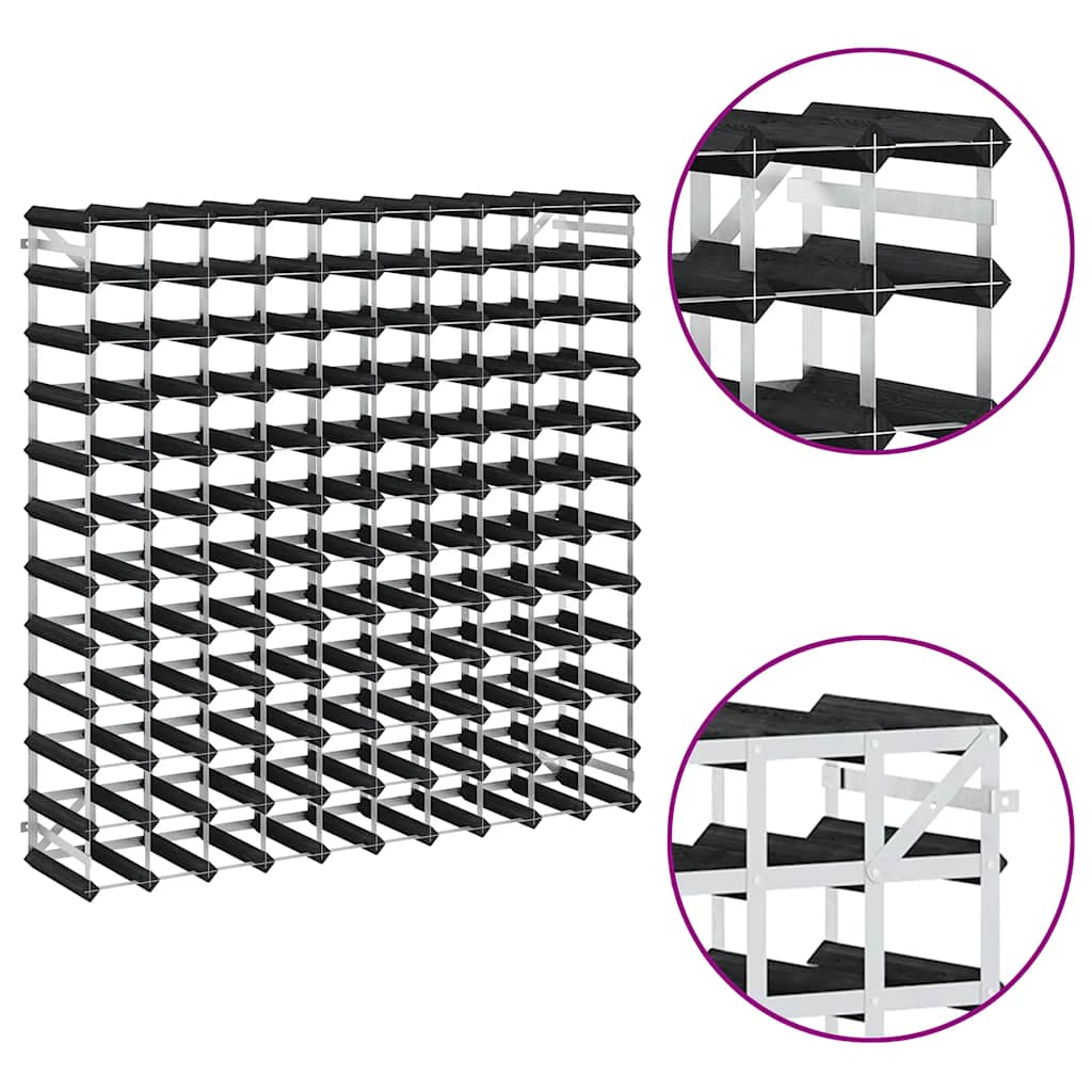 Weinregal für 120 Flaschen Schwarz Massivholz Kiefer