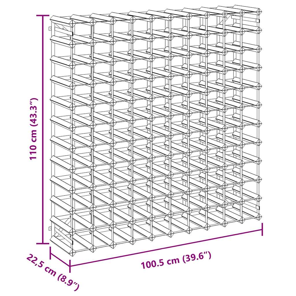 Weinregal für 120 Flaschen Schwarz Massivholz Kiefer