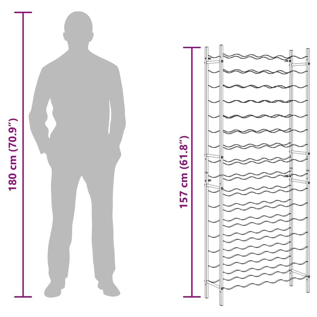 Weinregal für 96 Flaschen Schwarz Eisen
