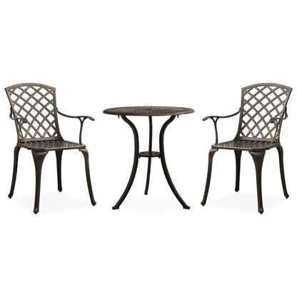 3-tlg. Bistro-Set Aluminiumguss Bronzen