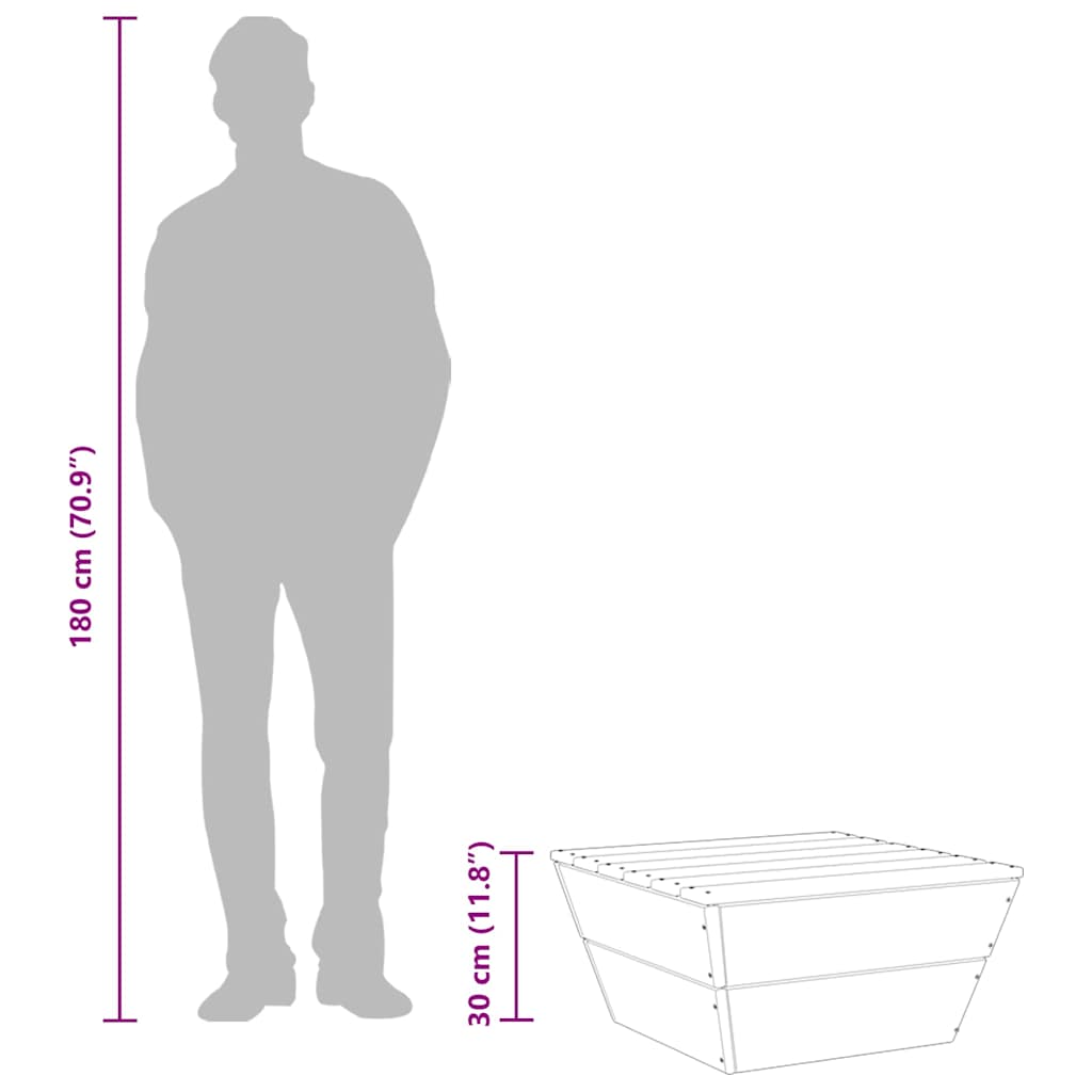 Gartentisch 60x60x30 cm Fichtenholz Imprägniert