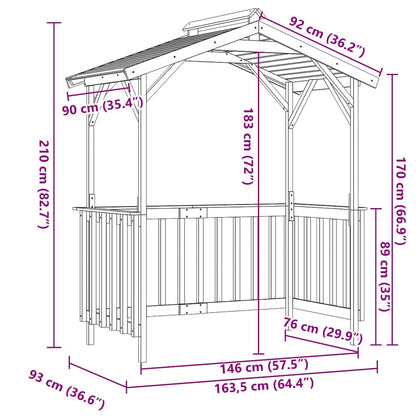 Grillpavillon Kiefernholz Imprägniert 163,5x93x210 cm