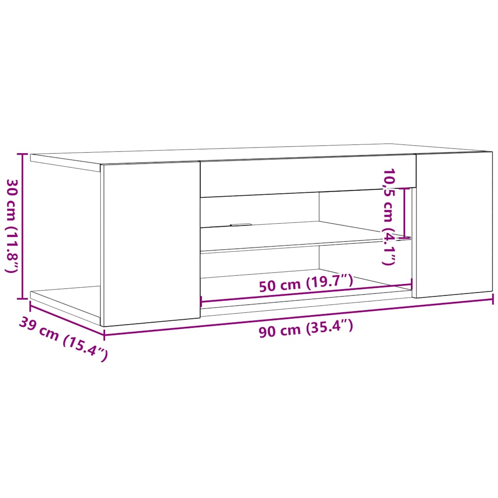 TV-Schrank mit LED-Leuchten Sonoma-Eiche 90x39x30cm