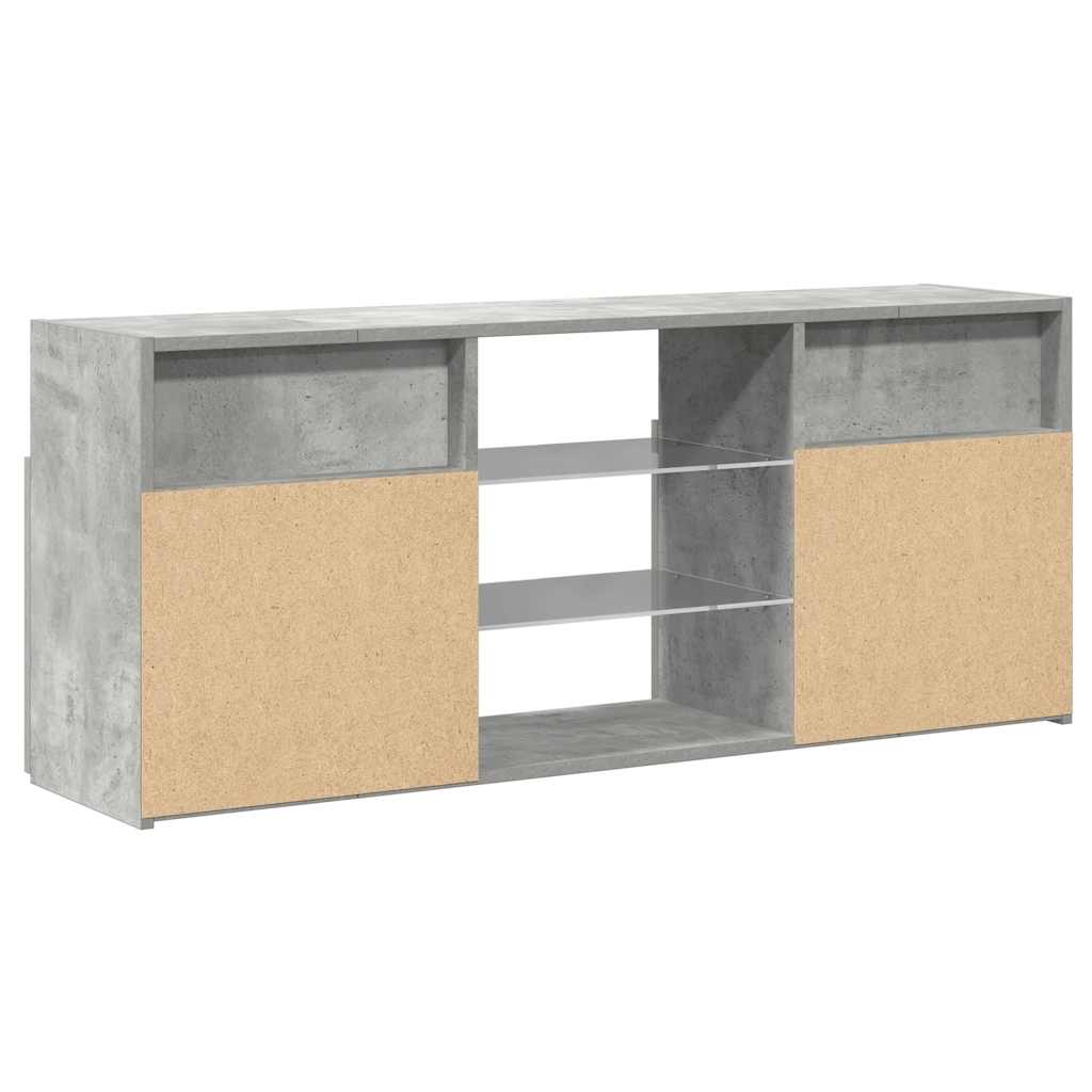 TV-Schrank mit LED-Leuchten Betongrau 120x30x50 cm