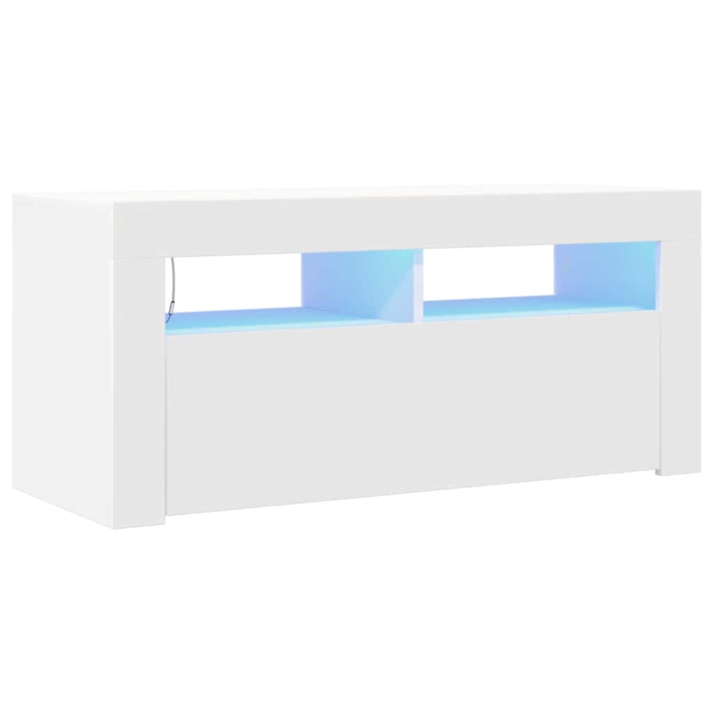 TV-Schrank mit LED-Leuchten Weiß 90x35x40 cm