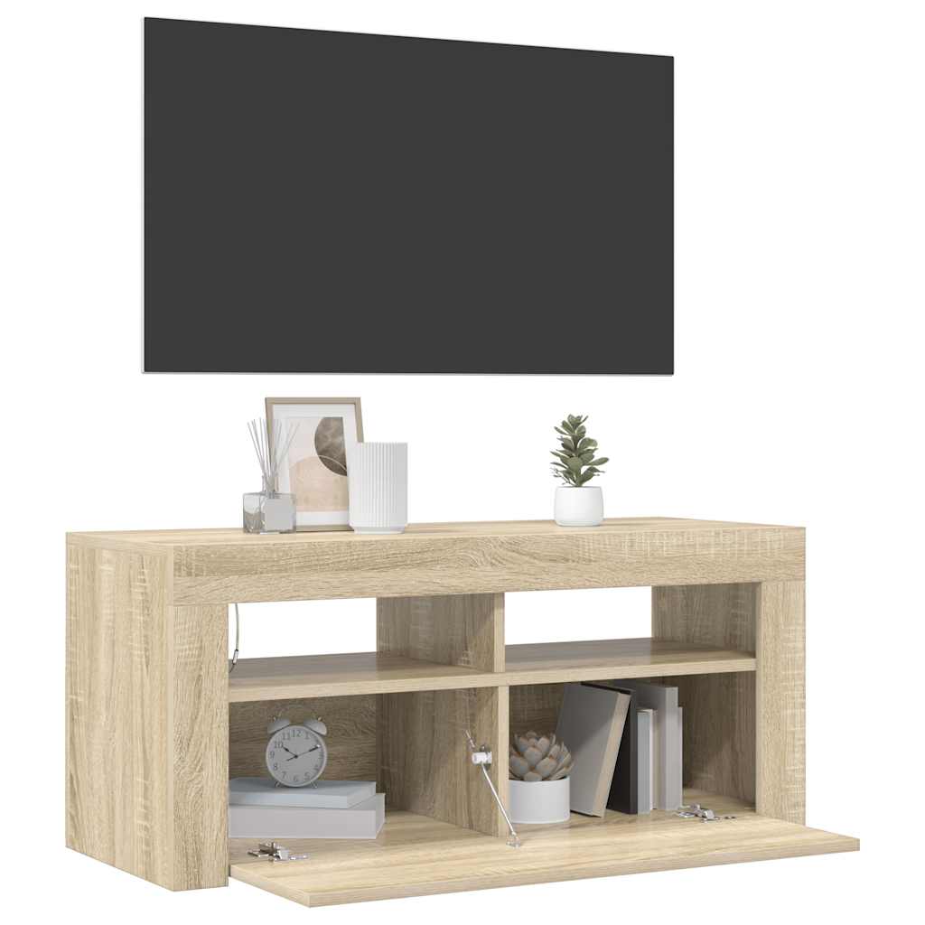TV-Schrank mit LED-Leuchten Sonoma-Eiche 90x35x40 cm