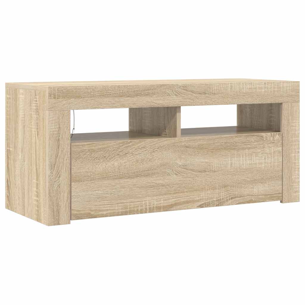 TV-Schrank mit LED-Leuchten Sonoma-Eiche 90x35x40 cm