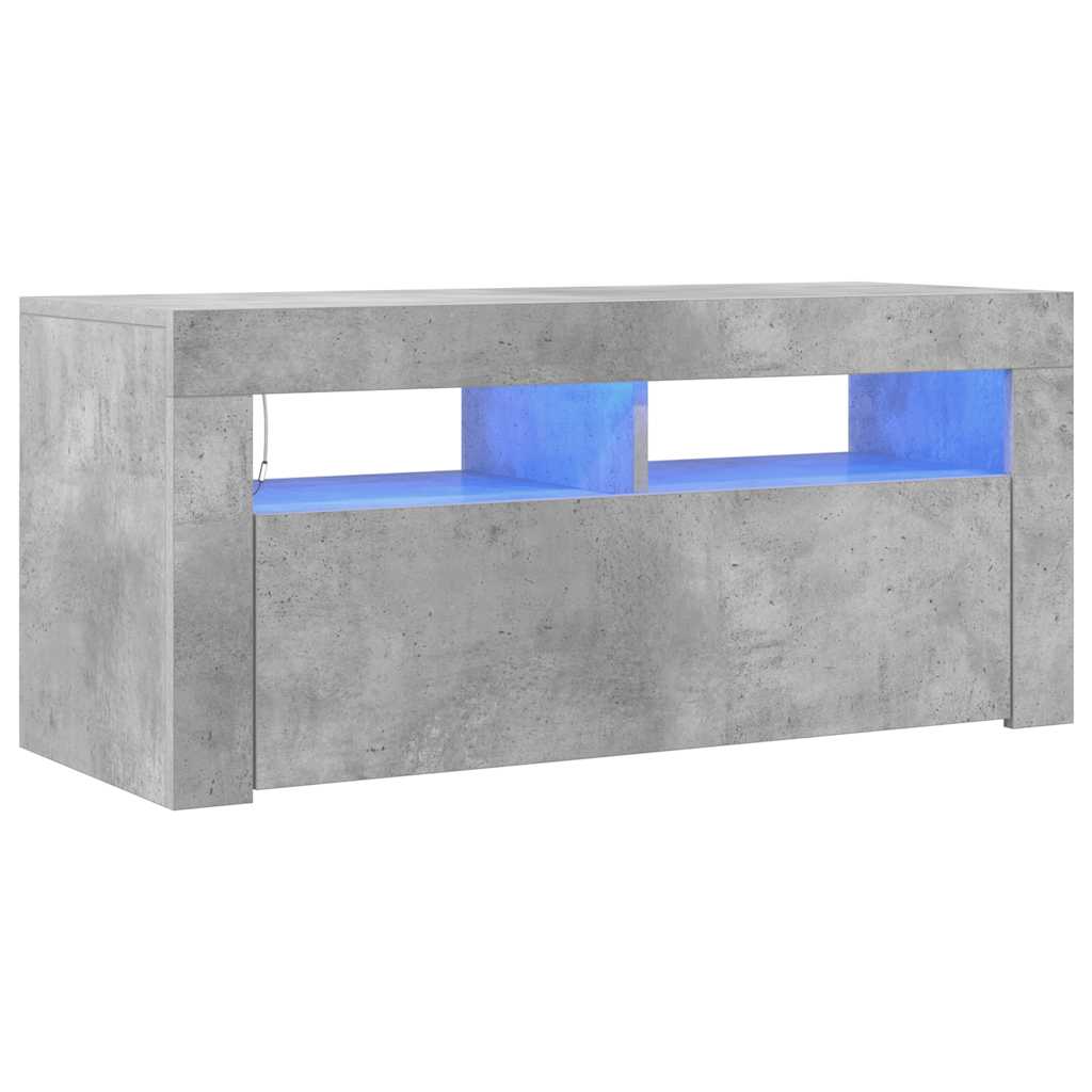 TV-Schrank mit LED-Leuchten Betongrau 90x35x40 cm
