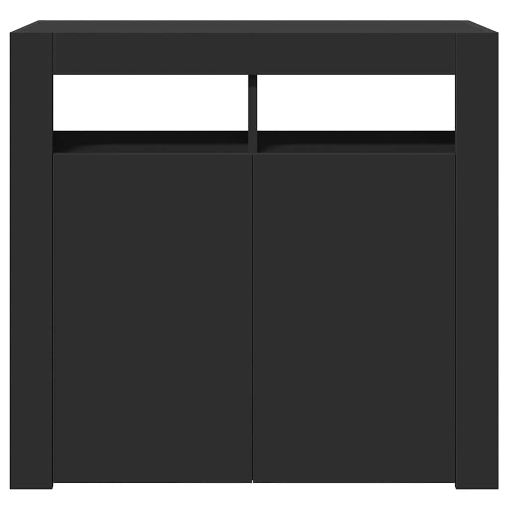 Sideboard mit LED-Leuchten Schwarz 80x35x75 cm