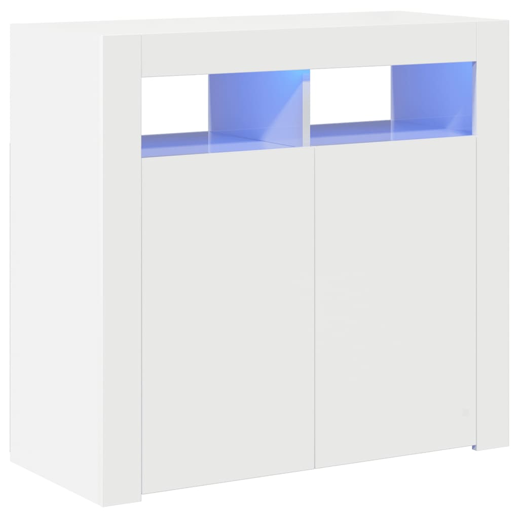 Sideboard mit LED-Leuchten Hochglanz-Weiß 80x35x75 cm