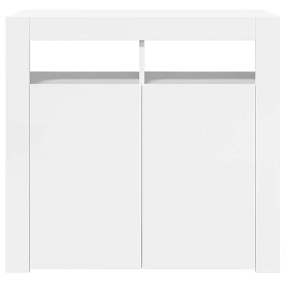 Sideboard mit LED-Leuchten Hochglanz-Weiß 80x35x75 cm
