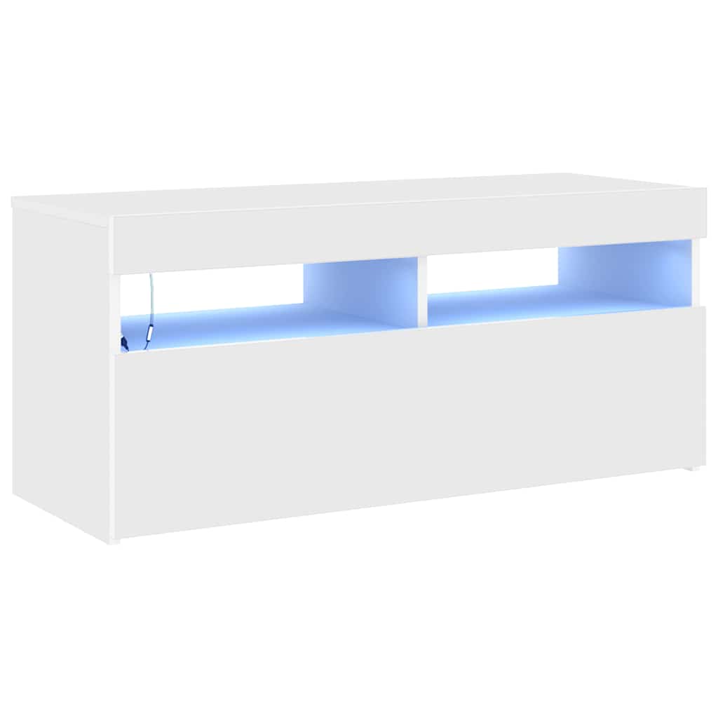 TV-Schrank mit LED-Leuchten Weiß 90x35x40 cm