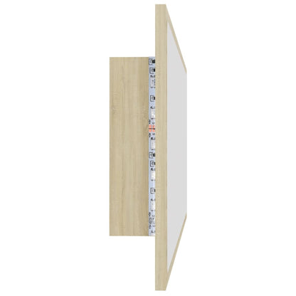 LED-Badspiegel Sonoma-Eiche 100x8,5x37 cm Acryl