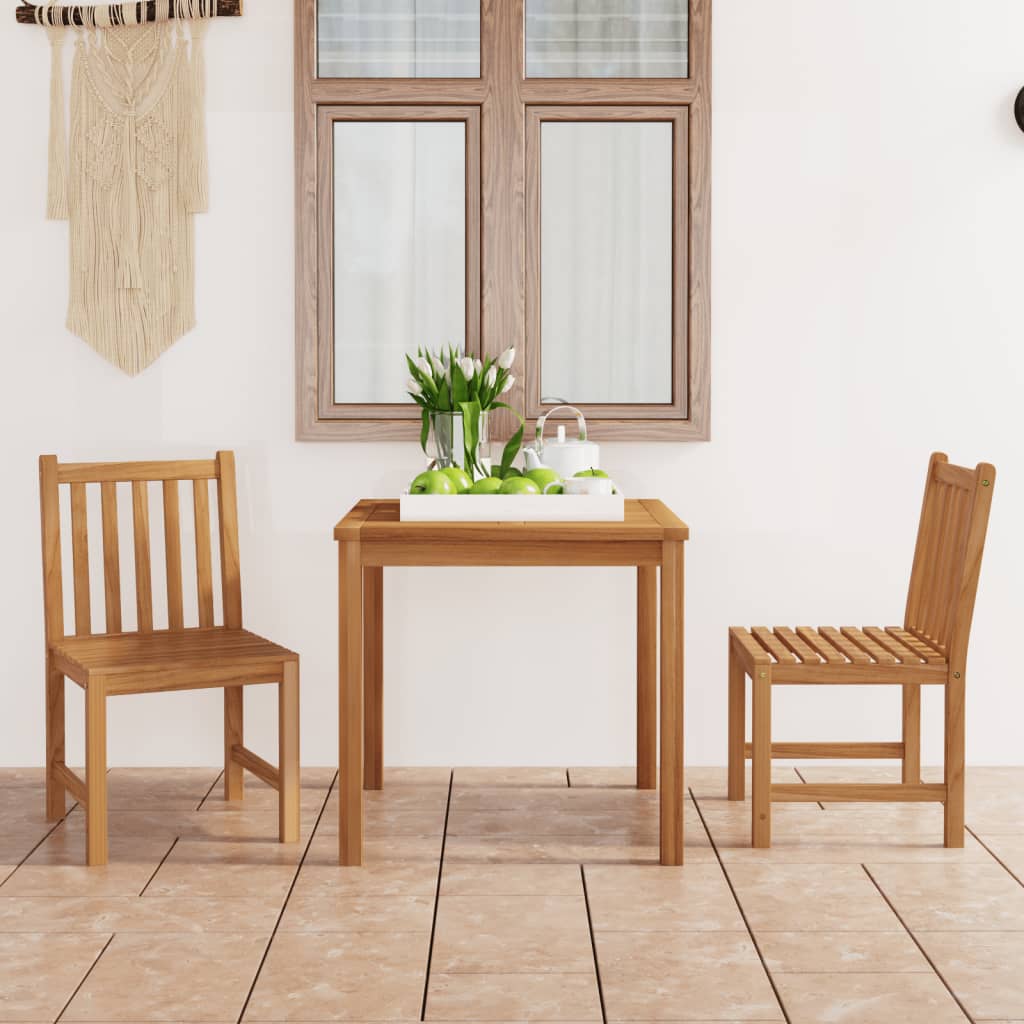 3-teiliges Garten-Ess-Set 80 x 80 cm Massivholz Teak
