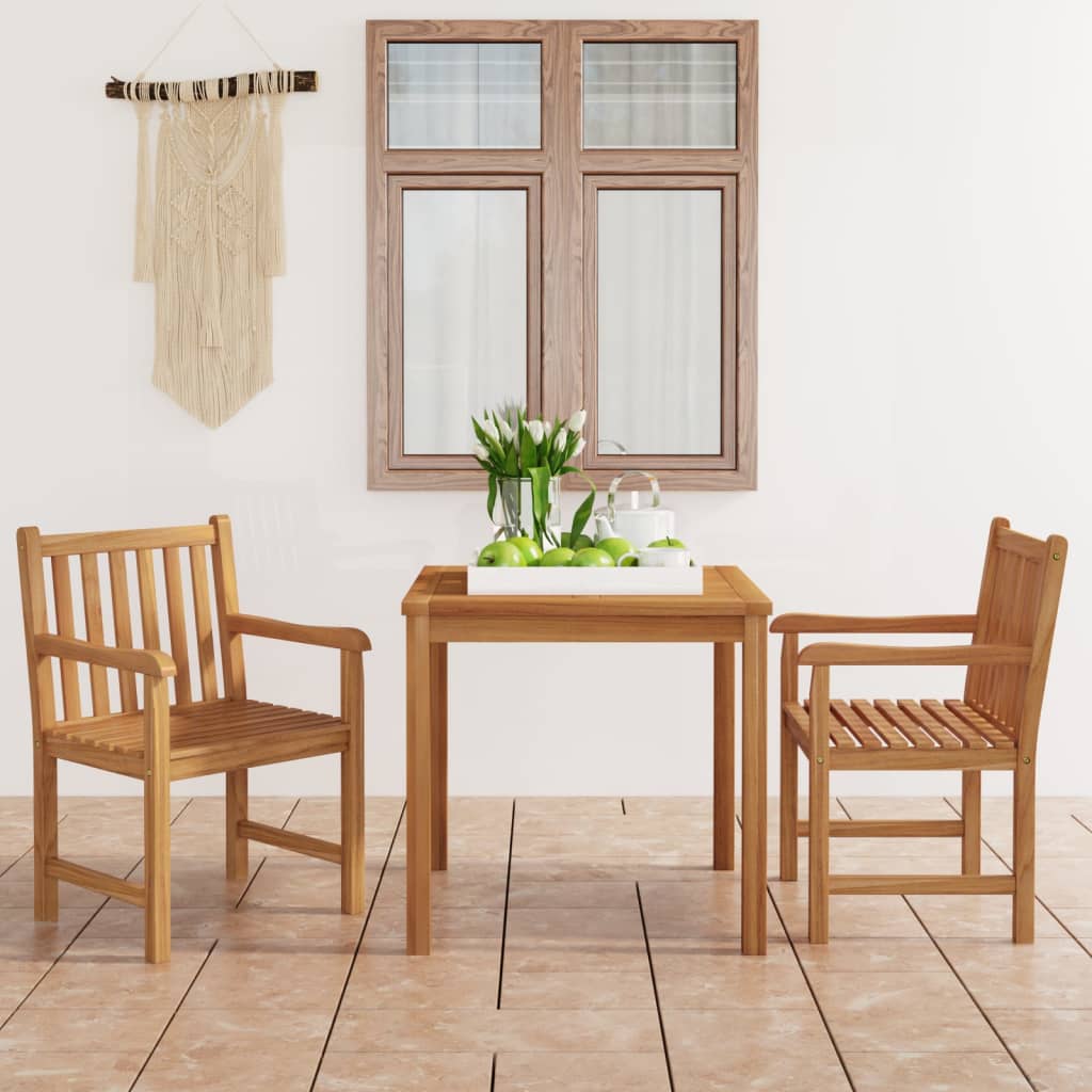 3-teiliges Garten-Ess-Set 80 x 80 cm Massivholz Teak