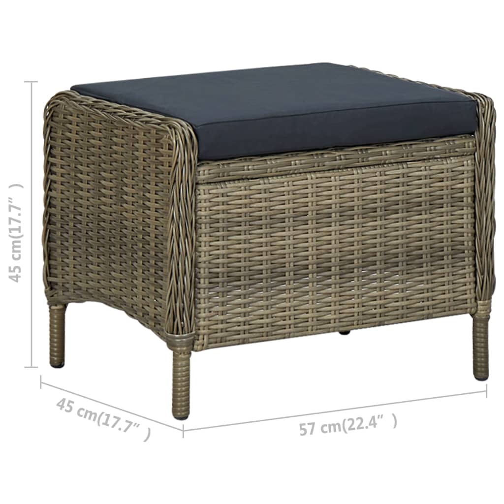 2-tlg. Garten-Lounge-Set mit Auflagen Poly Rattan Braun
