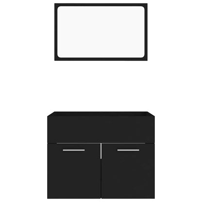 2-tlg. Badmöbel-Set Schwarz Holzwerkstoff