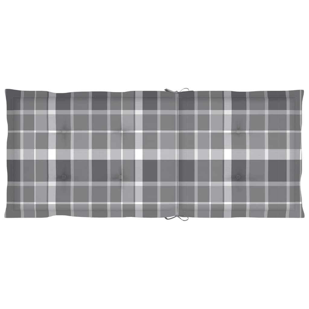 Gartenstühle 2 Stk. Graue Karomuster Kissen Massivholz Teak