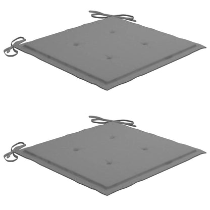 Gartenstühle mit Grauen Kissen 2 Stk. Massivholz Teak