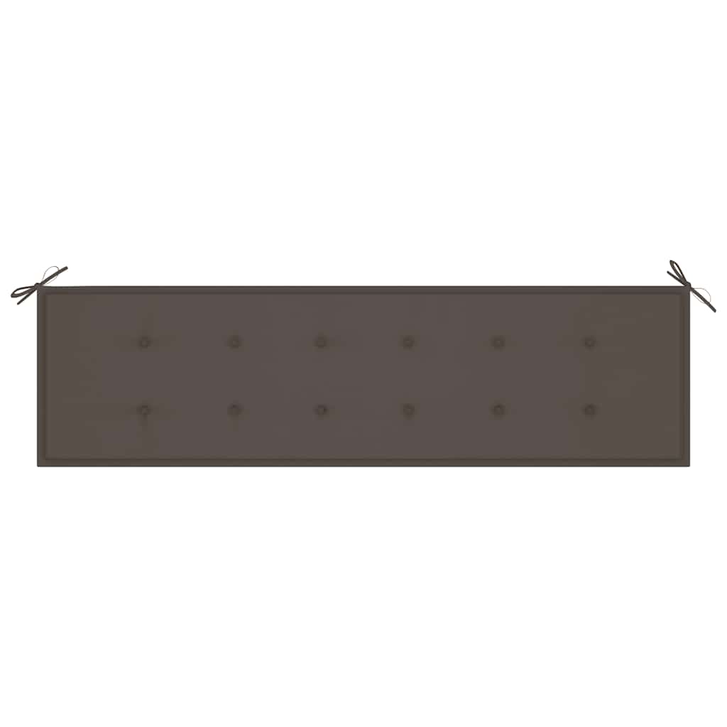 Gartenbank mit Taupe Auflage 175 cm Massivholz Teak