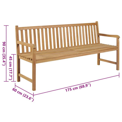 Gartenbank mit Taupe Auflage 175 cm Massivholz Teak