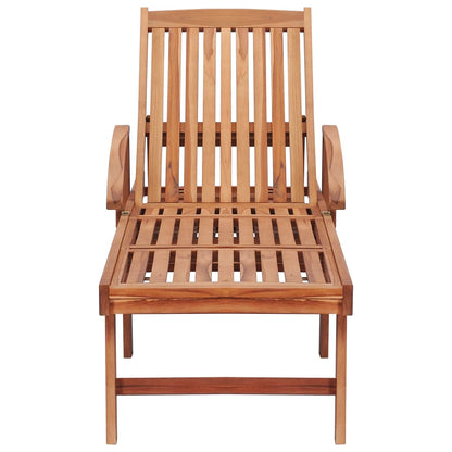 Sonnenliege mit Auflage Grün Massivholz Teak